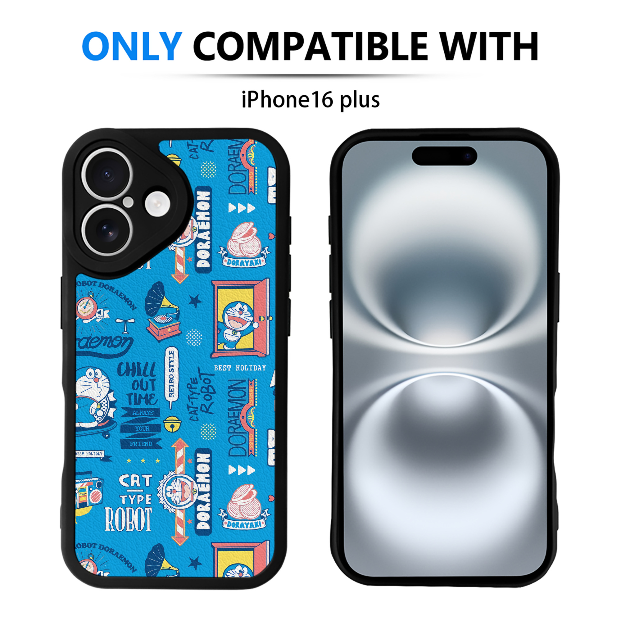 （画像用） ドラえもん Doraemon 【iPhone 16シリーズ対応】シリコンスマホケース（レザー調） 材質：シリコン